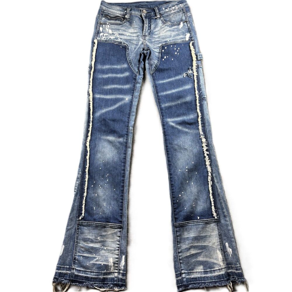 Rockstar Originals Boy Stacked Jeans Distressed Bleached Carson Santal 16 Q143